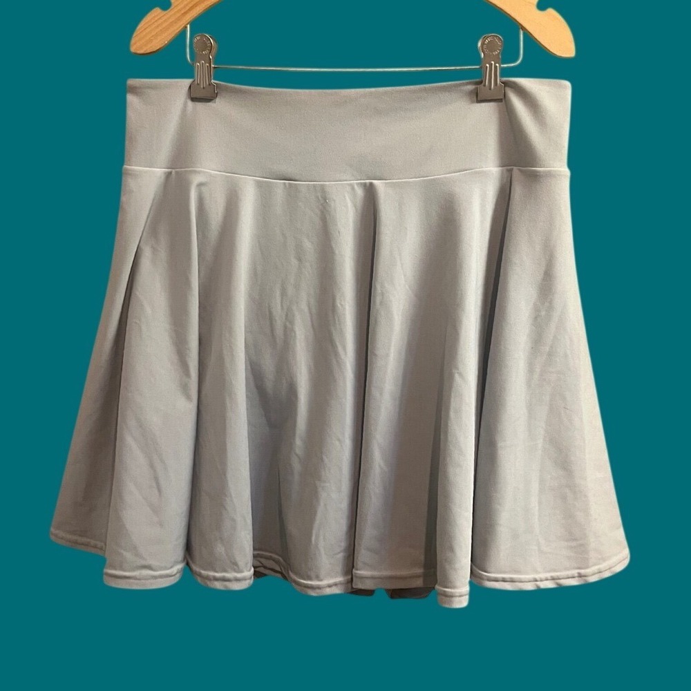 POPFLEX Exuberant Skort Women 2X Grey Active Flared Tennis Skirt Built-in Shorts